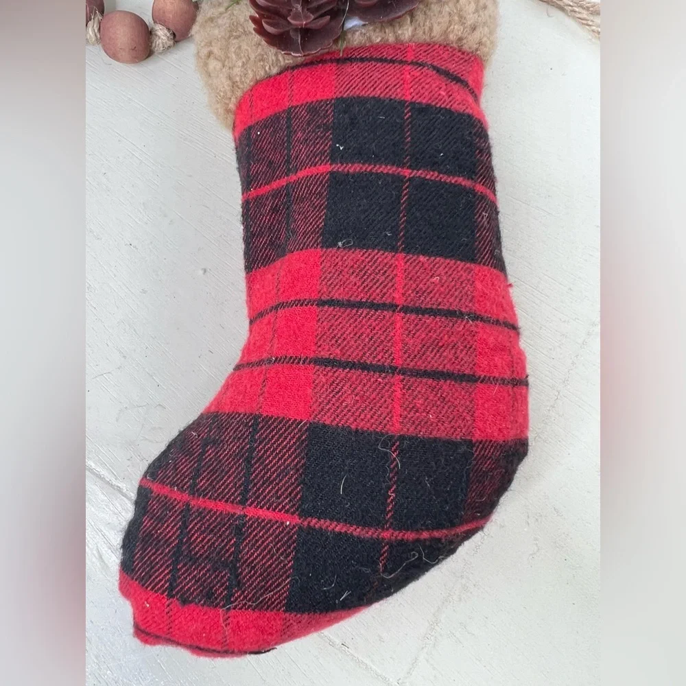 Brand New- Buffalo Plaid Stocking Ornament with Clip